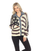 SIMPLY COUTURE Women's Knitted Buttoned American Flag Cardigan