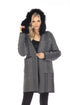 SIMPLY COUTURE Women's ZigZag Long Winter Coat With Faux Fur Trim Hood