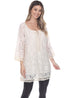 SIMPLY COUTURE Women's Plus Size Casual Tops Lace Crochet Trim 3/4 Sleeve Tunics Series: Lace with Drawcord