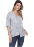 Women's Plus Size Summer Casual Tops Deep Scoop Neck 3/4 Roll up Short Sleeve Fish Printed Tunic Blouses