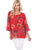 Women's Plus Size Summer Casual Tops Deep Scoop Neck 3/4 Roll up Short Sleeve Floral Printed Tunic Blouse