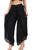 SIMPLY COUTURE Women's Plus Size Casual Layered Lace Trim Wide Leg Flowy Capri Pants
