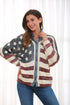 Red & Blue Flag Button Cardigan