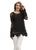 Women's Plus Size Summer Casual Long Sleeve Scoop Neck Sheer Soutache Crochet Applique Pullover Tunic Top