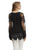 Women's Plus Size Summer Casual Long Sleeve Scoop Neck Sheer Soutache Crochet Applique Pullover Tunic Top