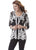 Women's Plus Size Summer Casual 3/4 Sleeve Sheer Black & White Crochet Soutache Flare Top