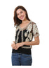 Women's Plus Size Summer Casual Short Sleeve Sheer Floral Embroidered Top